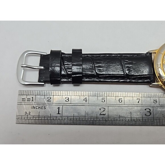 Futura Sun Moon Skeleton Dial Quartz Watch Womens Black New Battery Gold Tone - Picture 9 of 12